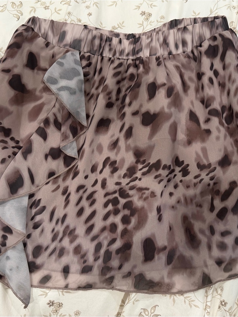 Women’s Brown Animal Print Ruffle Skirt